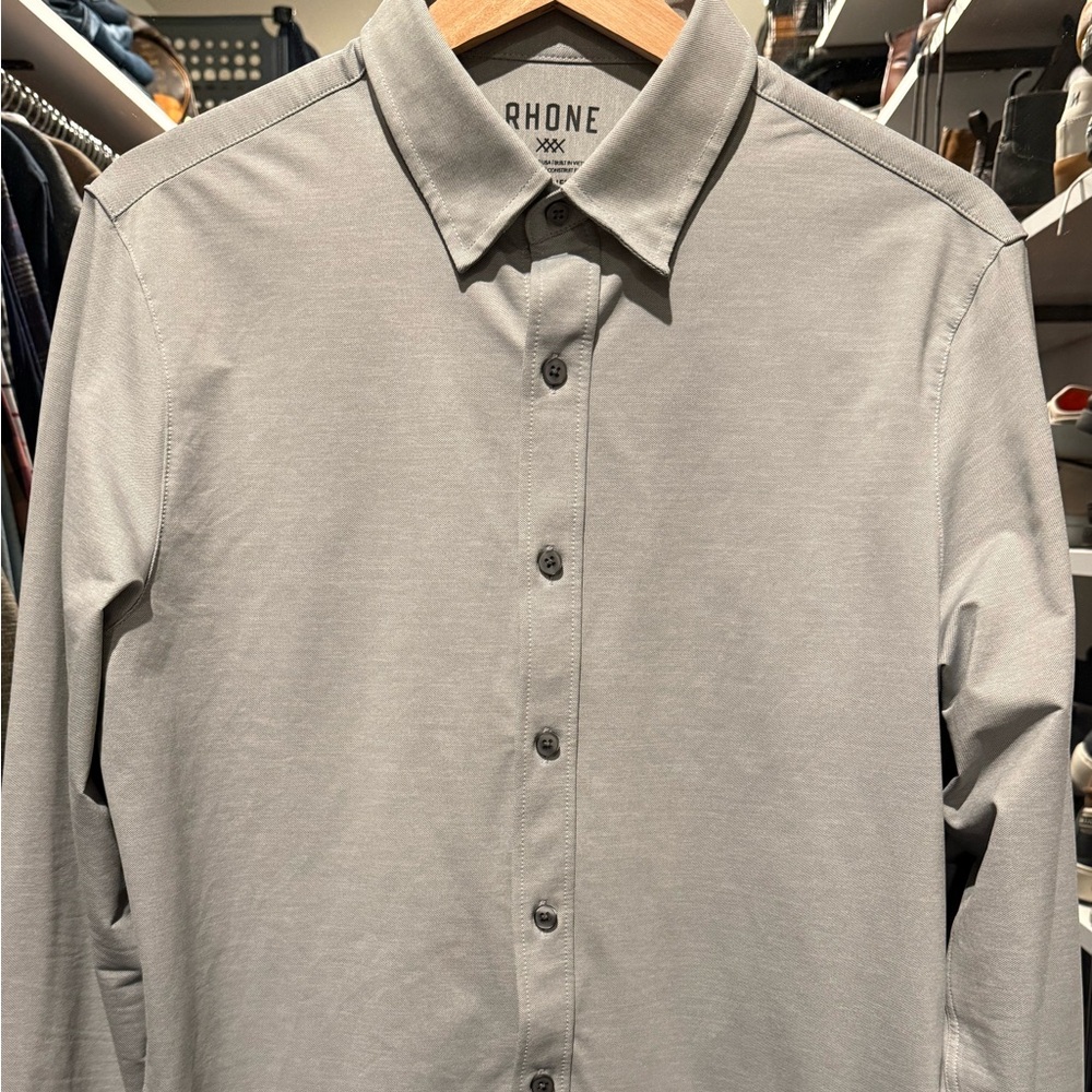RHONE Light Gray Casual Button-Down Shirt